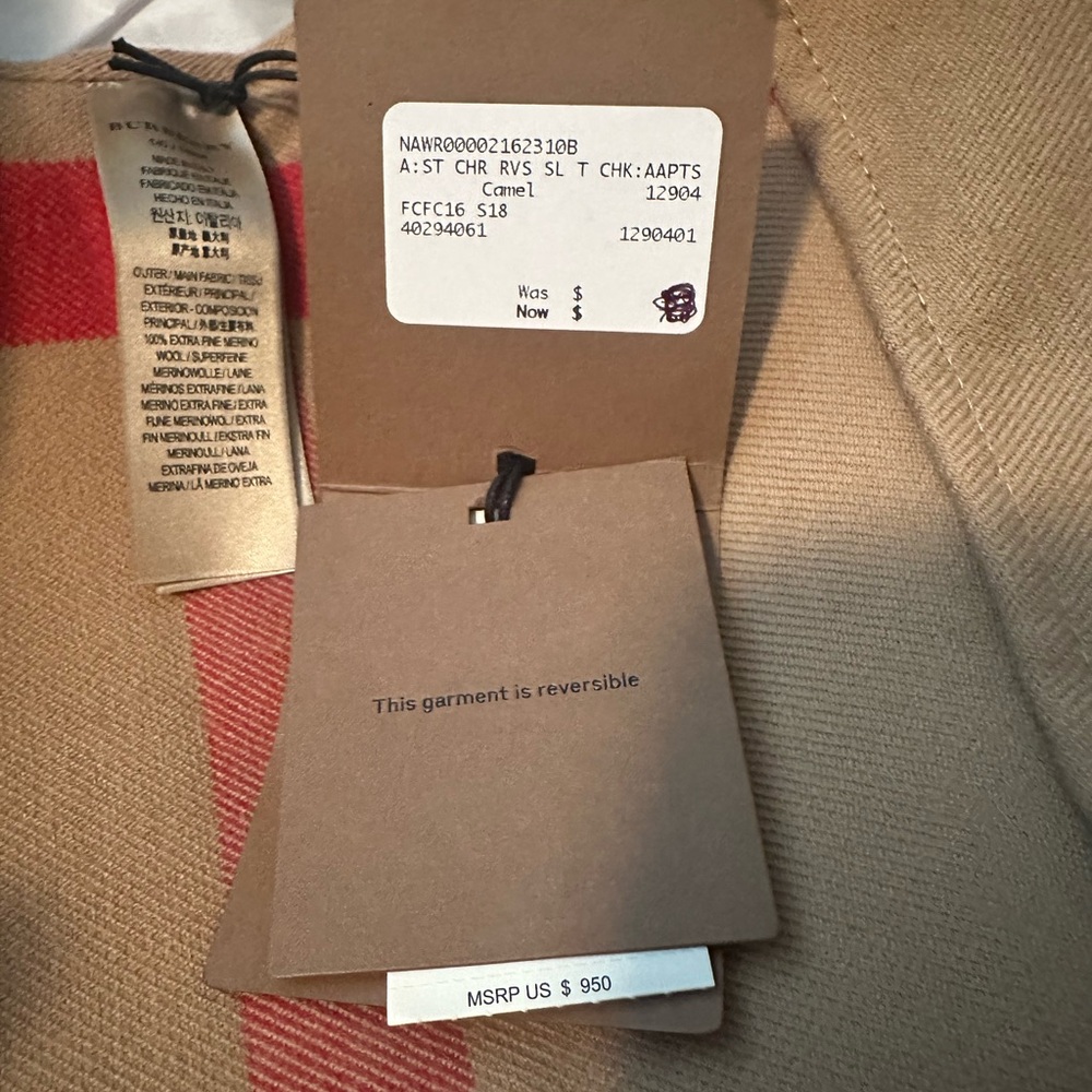 Burberry Beige and Black Plaid Wrap - Picture 4 of 11
